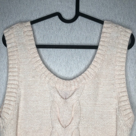 STAUD Kind Top L Cable Knit Sleeveless Cropped Wool Mohair Blend Sweater Ivory - Picture 7 of 13